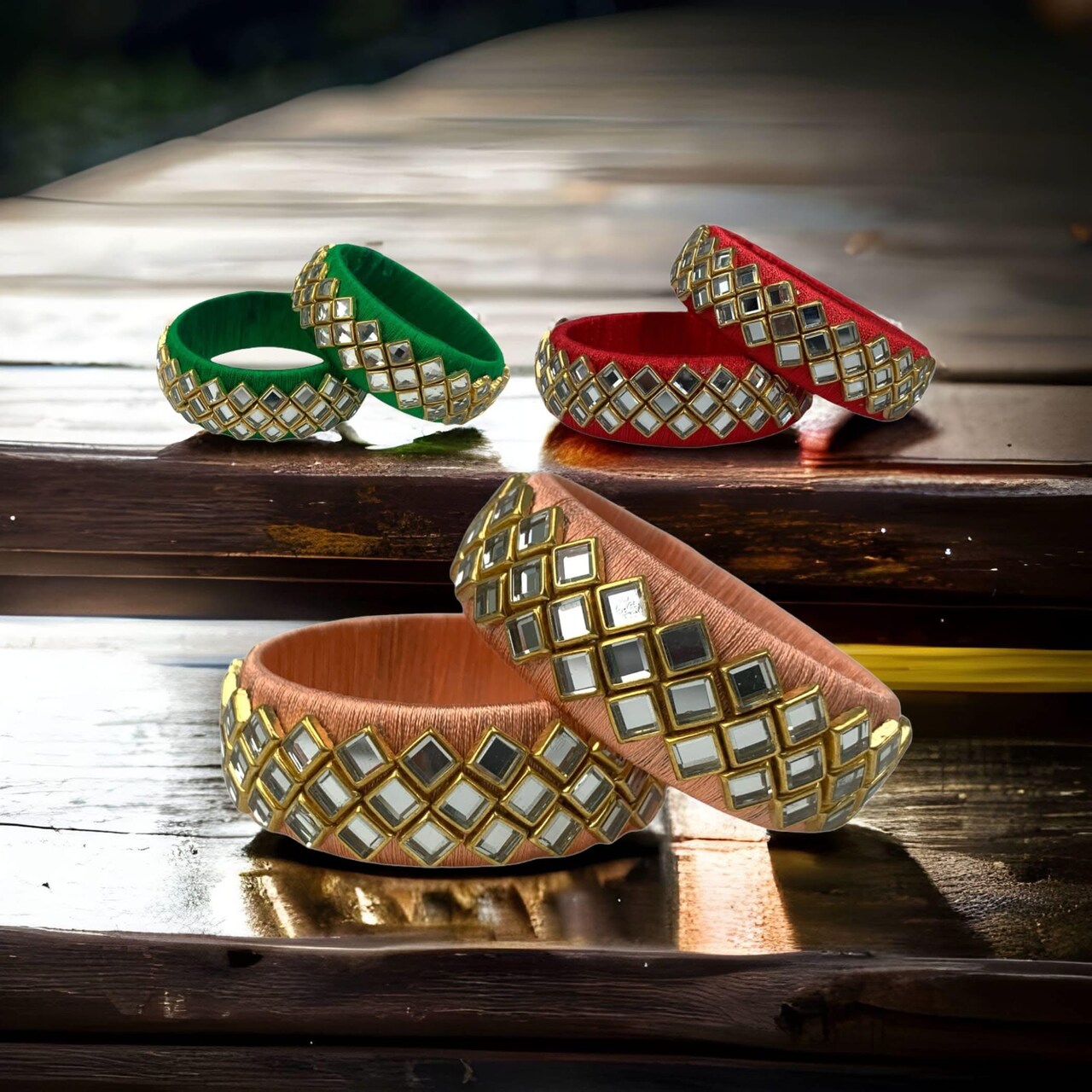 Indian Silk Thread Bangles for Women Traditional Kundan Bracelet Return Gifts Hippie Jewelry Bollywood Bracelet Gift for Her - Indian Bridal Set Thread Bangle